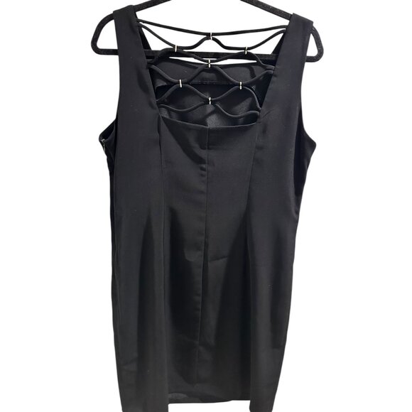 ✌️ 2/$40 ✌️ Black Sleeveless Dress With Unique Back Strap Design Size 14 By CDC - Picture 3 of 6